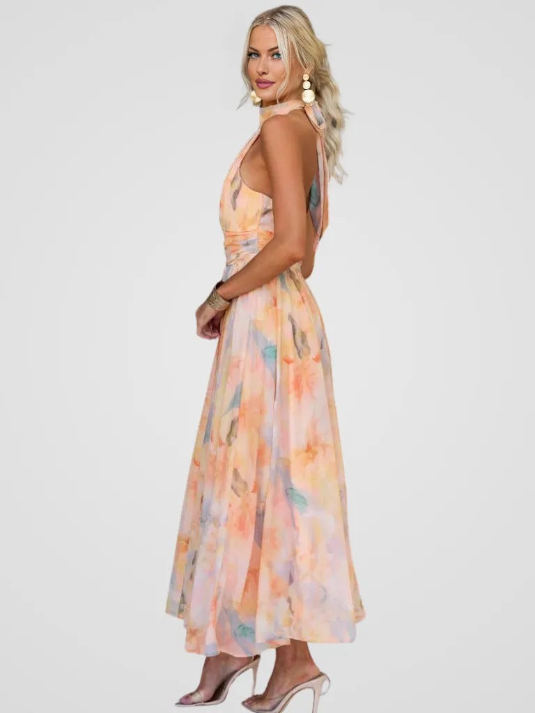 Solène | Robe d'été dos nu aux couleurs raffinées