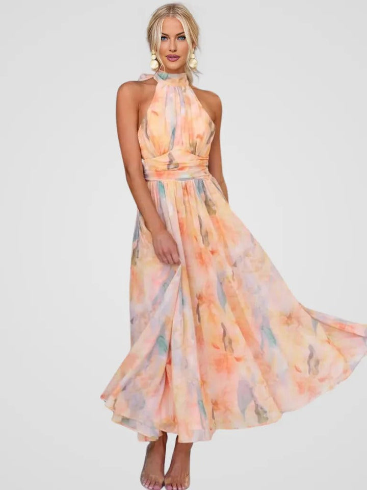 Solène | Robe d'été dos nu aux couleurs raffinées